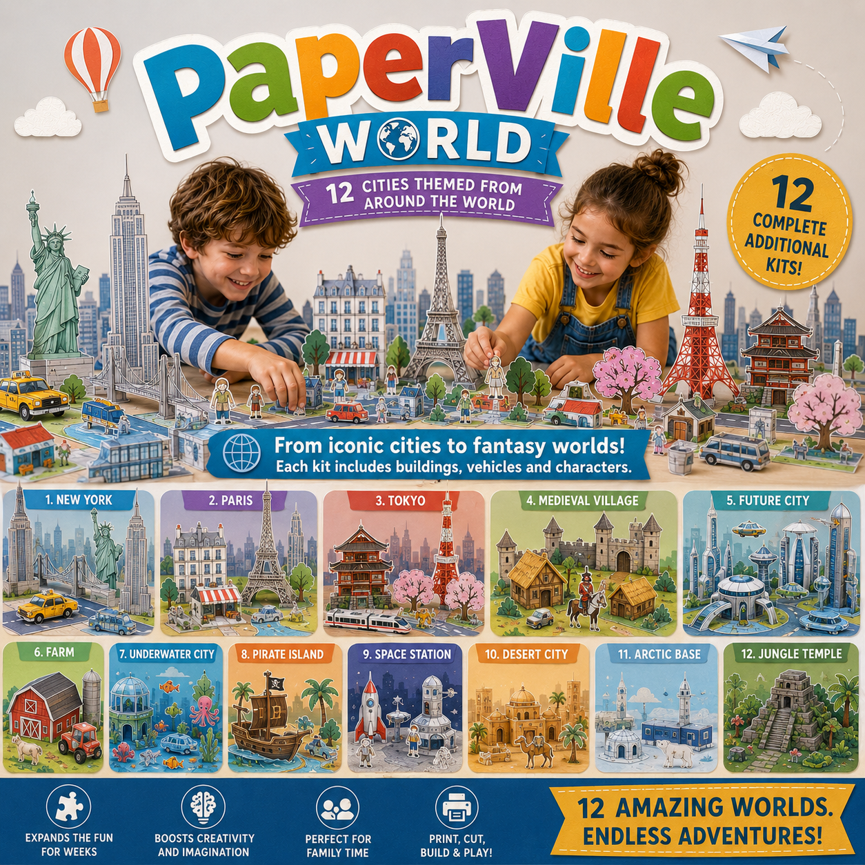PaperVille WORLD - 12 Themed Cities of the World