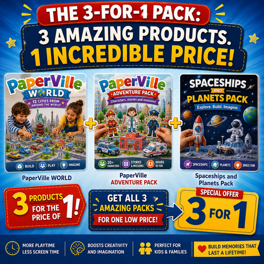 The 3-for-1 Pack: PaperVille WORLD + PaperVille ADVENTURE PACK + Spaceships and Planets Pack